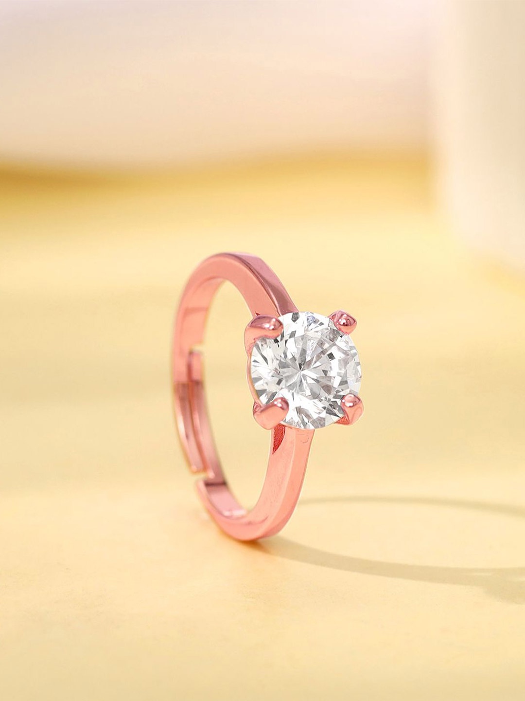 

GIVA 925 Sterling Silver Rose Gold-Plated Cubic Zirconia-Studded Adjustable Finger Ring