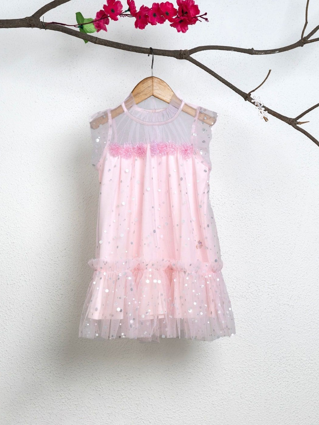 

Purple United Kids Girls Self Design A-Line Dress, Pink