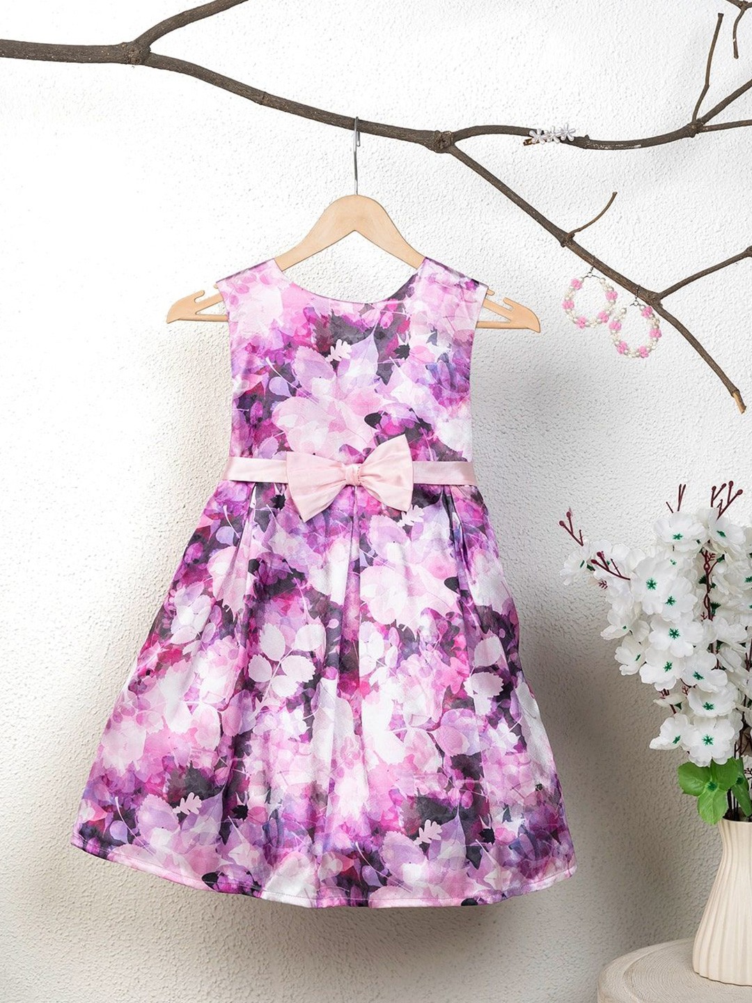 

Purple United Kids Girls Floral Printed Fit & Flare Dress