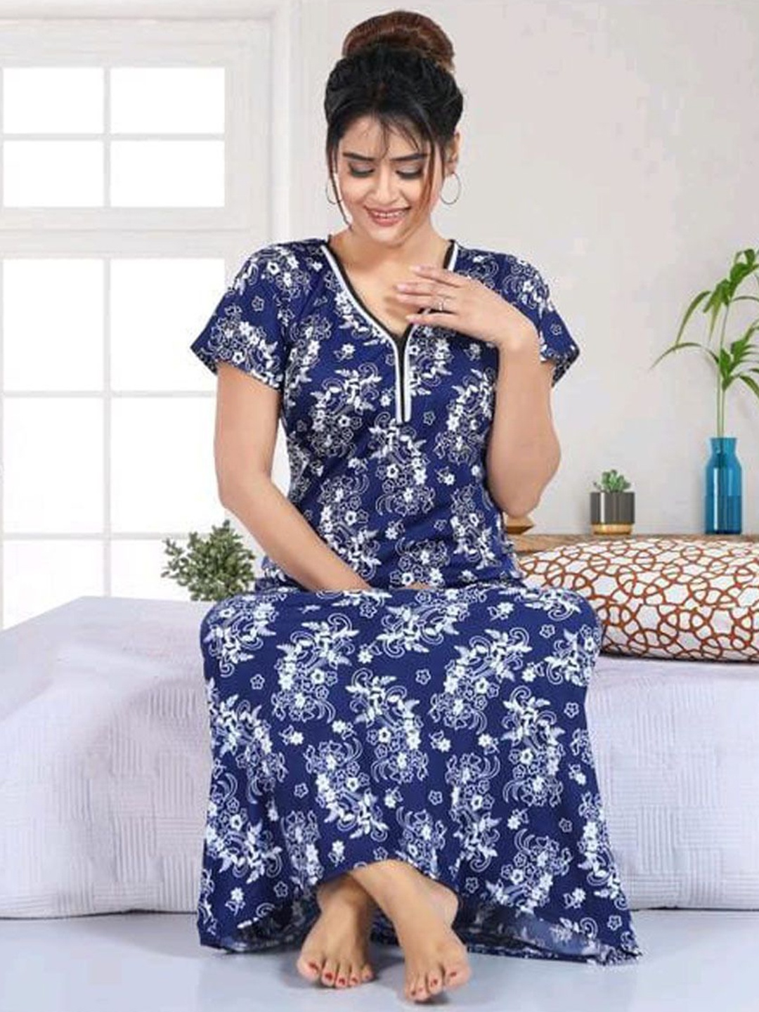 

PR PINK ROYAL Printed Maxi Nightdress, Blue