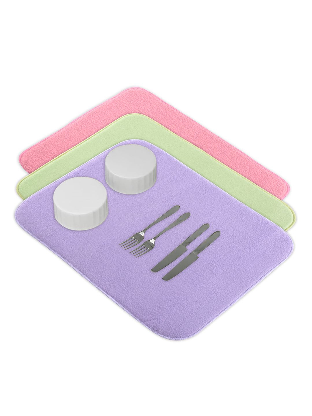 

Kuber Industries 3-Pcs Pink & Purple Non Slip Dish Drying Mats