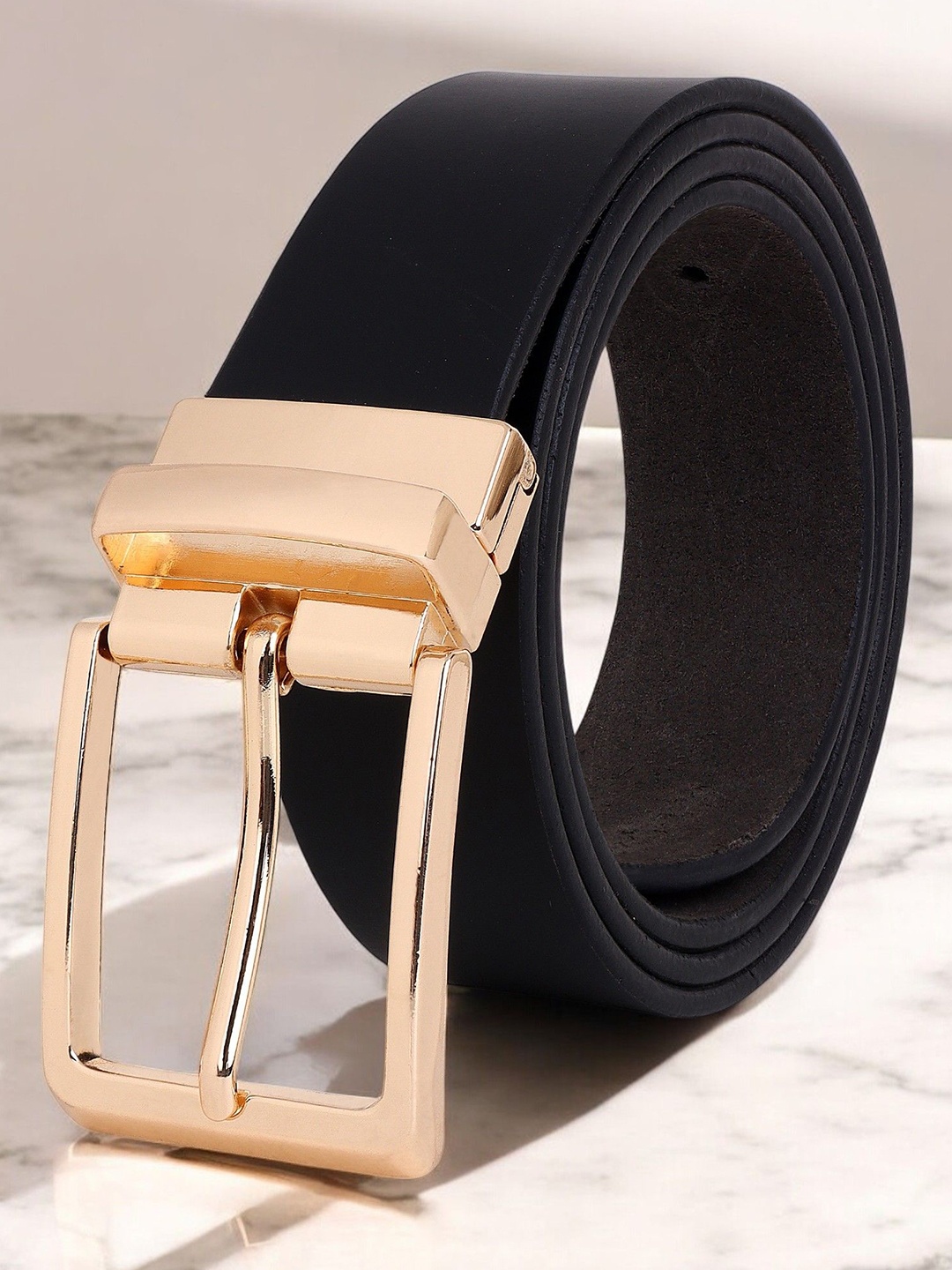

Metronaut Men Leather Formal Belt, Black