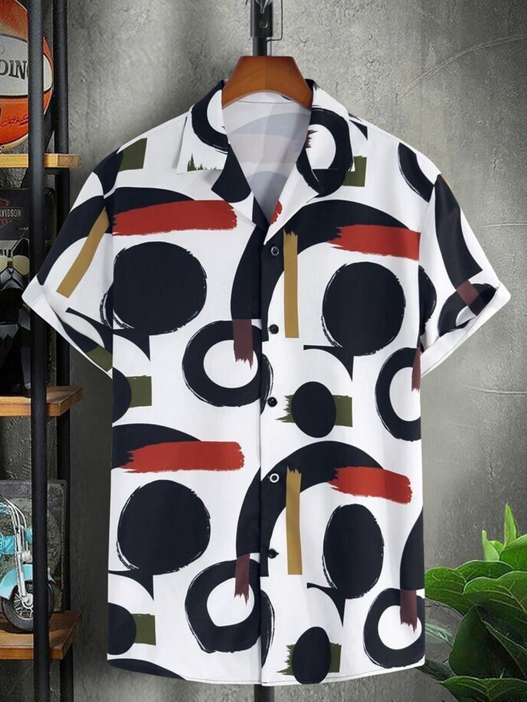 

iCome Men Classic Opaque Printed Casual Shirt, Black