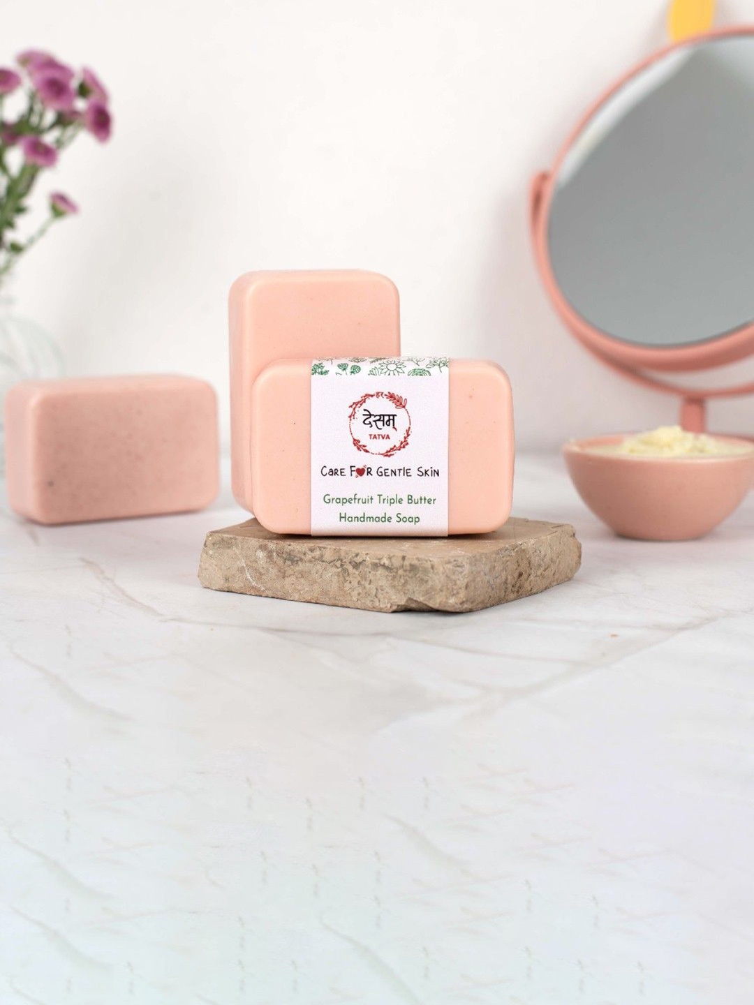 

Desam Organics Tatva Kids Grapefruit Triple Butter Bathing Bar - 80 g, Pink
