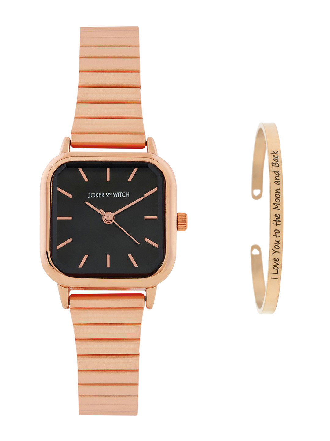 

JOKER & WITCH Women Elegant Aura Watch Bracelet Stack Gift Set JWBS1081, Rose gold