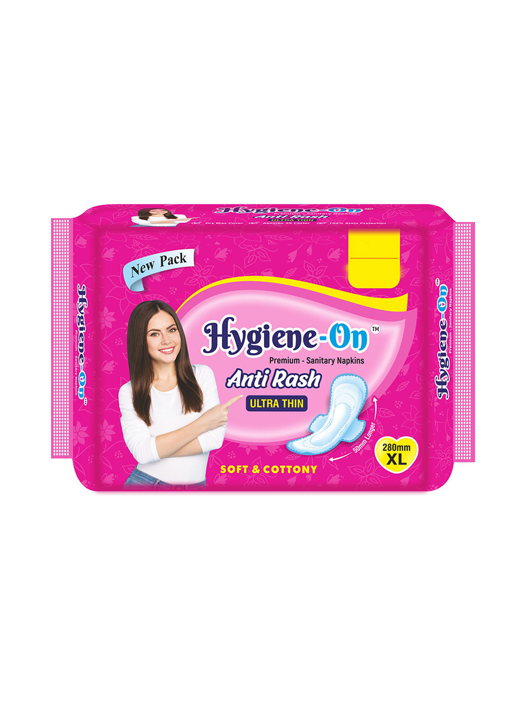 

Hygiene-On Anti Rash Ultra Thin Sanitary Napkin- 6 Pads- XL, Pink