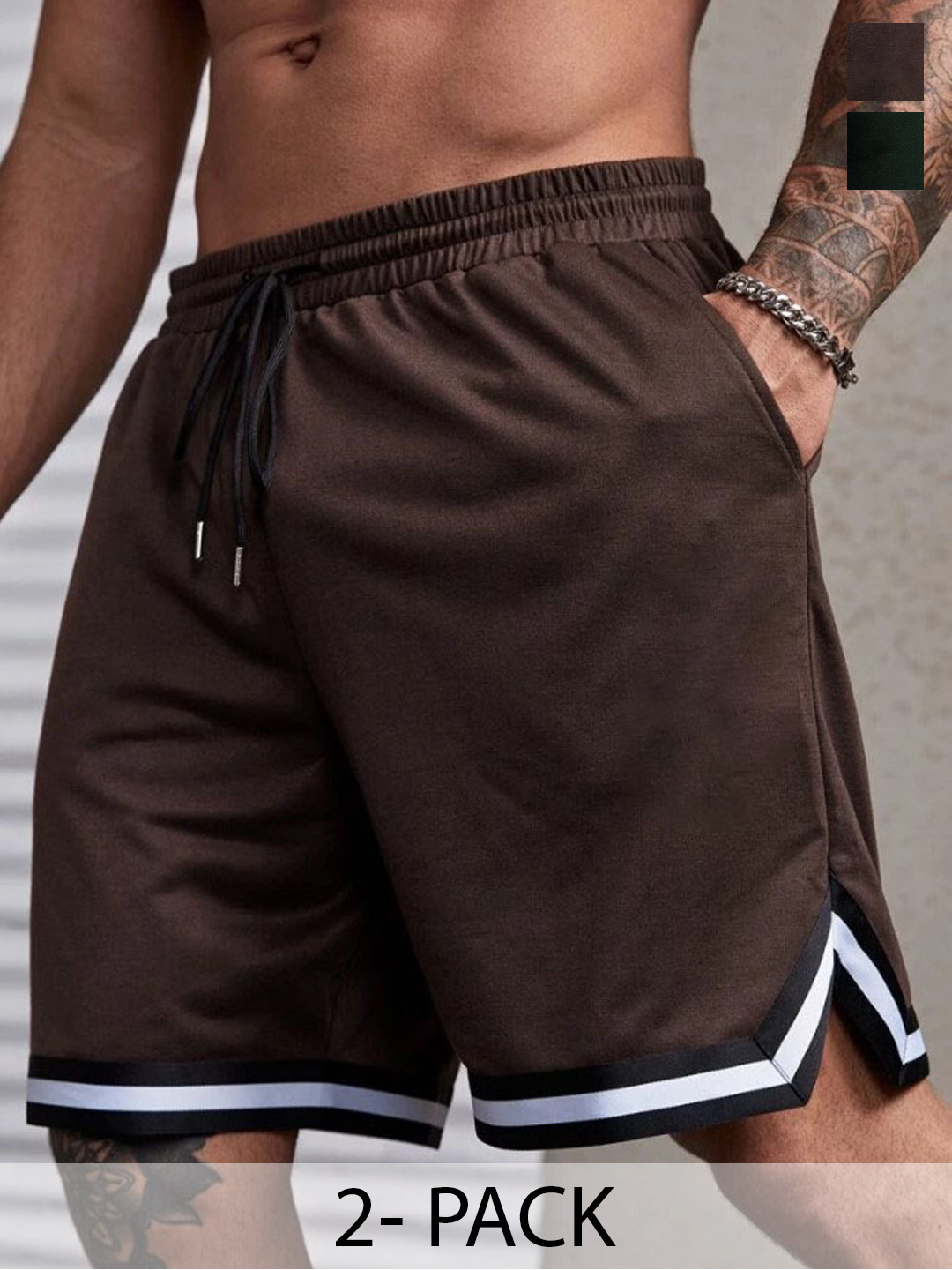 

culish Men Pack Of 2 Sports Shorts, Brown