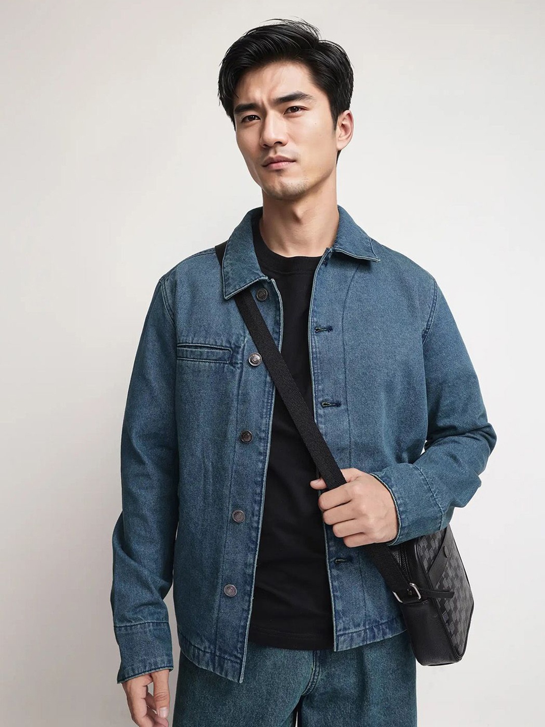 

RARE RABBIT Men Denim Jacket with Embroidered, Green