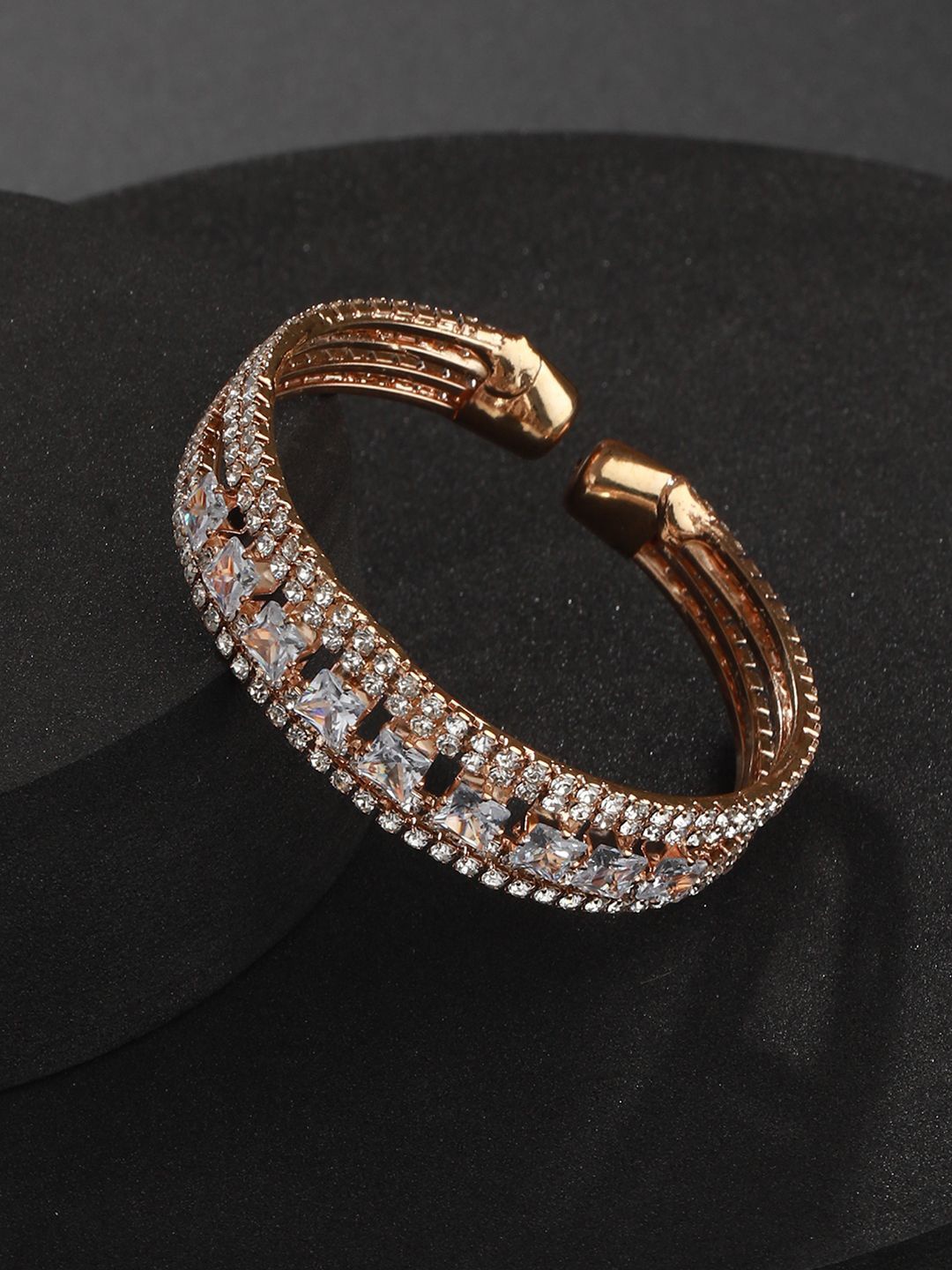 

Anouk Women Crystals Handcrafted Rose Gold-Plated Cuff Bracelet