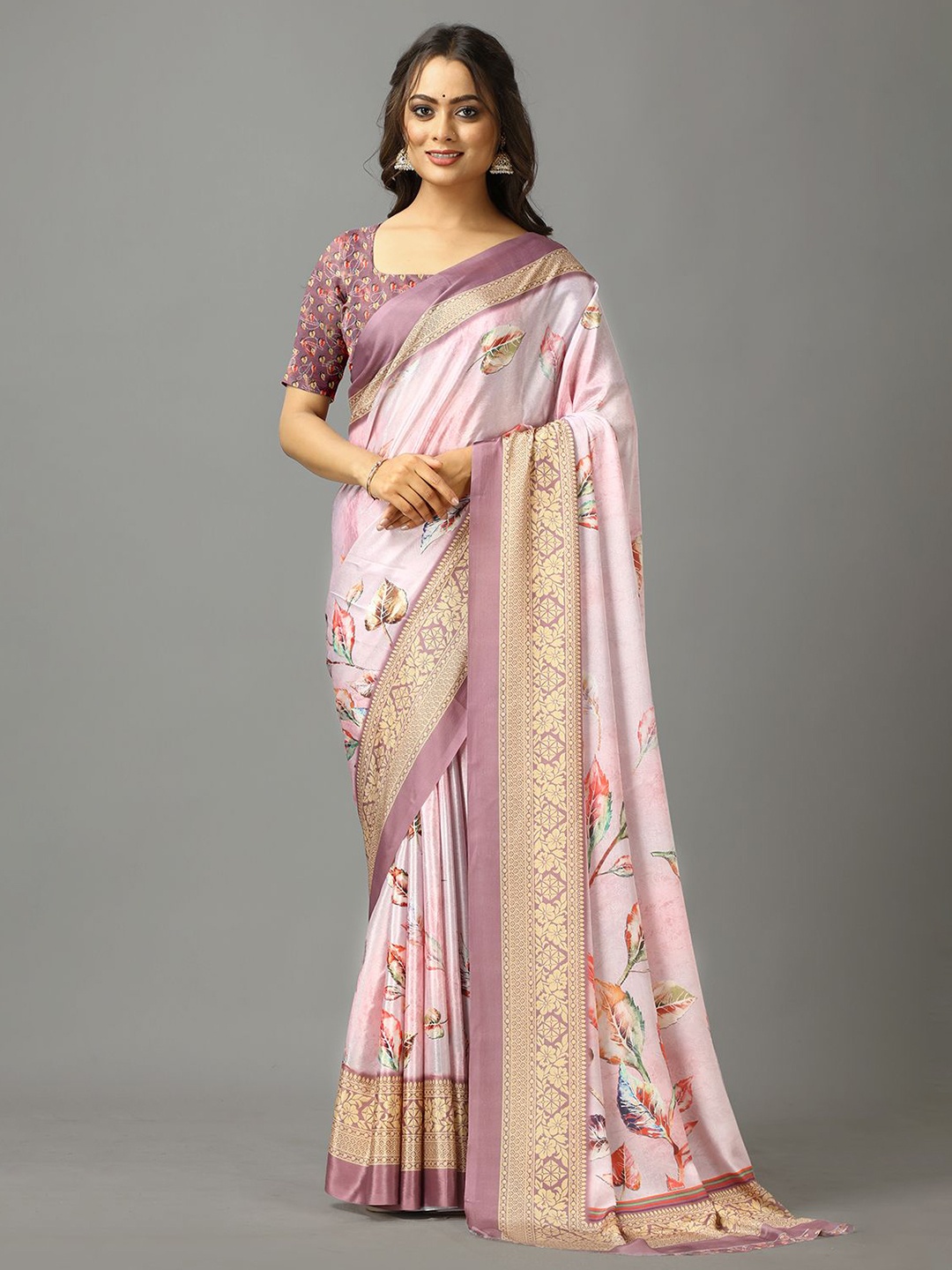 

NIRMAL CREATION Floral Saree, Purple