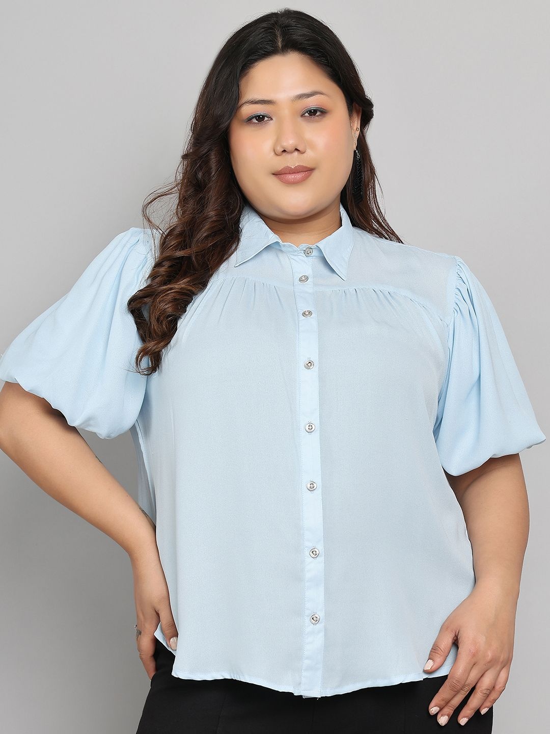 

Tulsattva Women Classic Opaque Casual Shirt, Blue