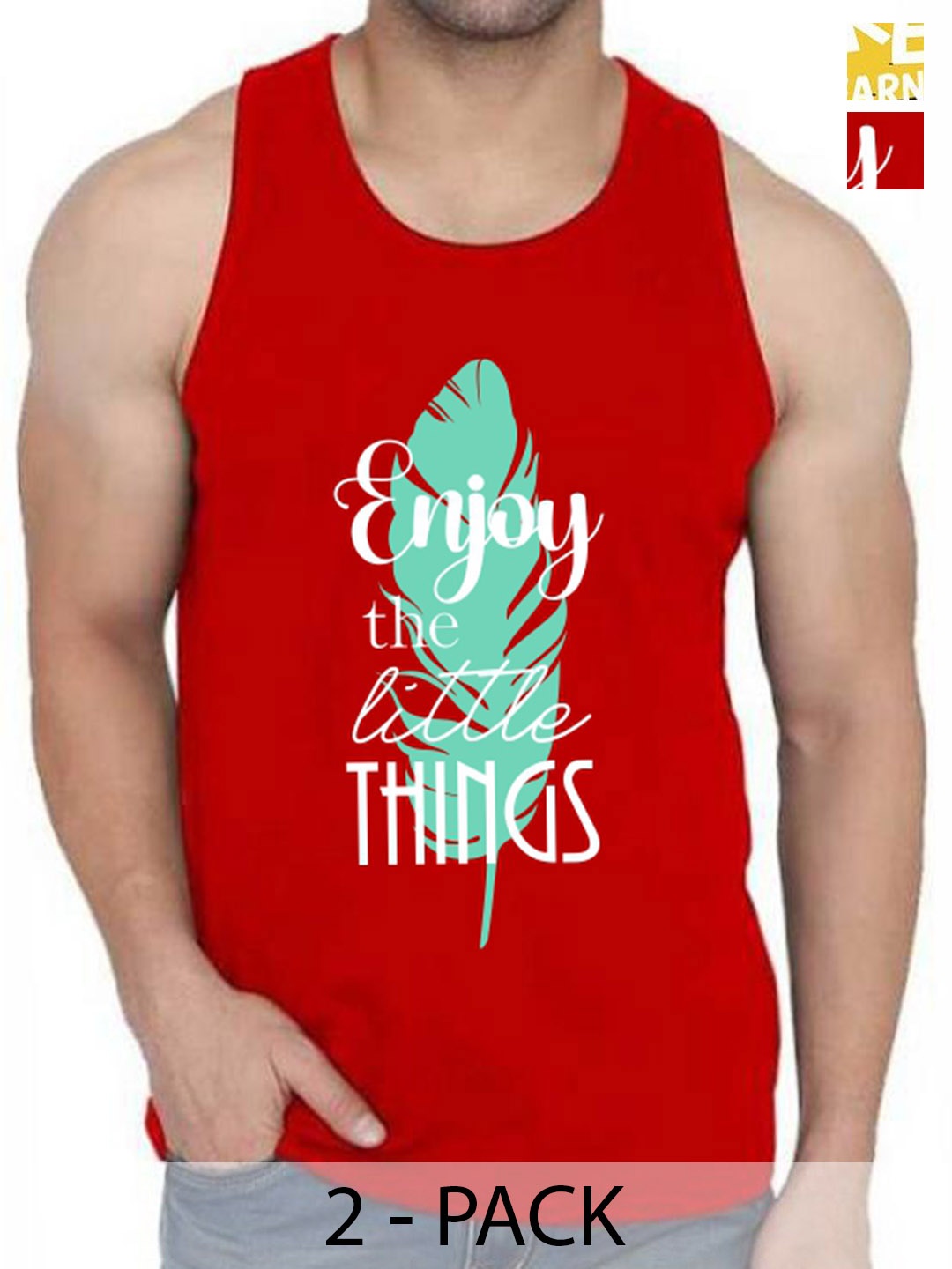 

WOOSTRO Pack Of 2 Printed Gym Vests RS26 (ENJOY RED)(MORE BLACK)
