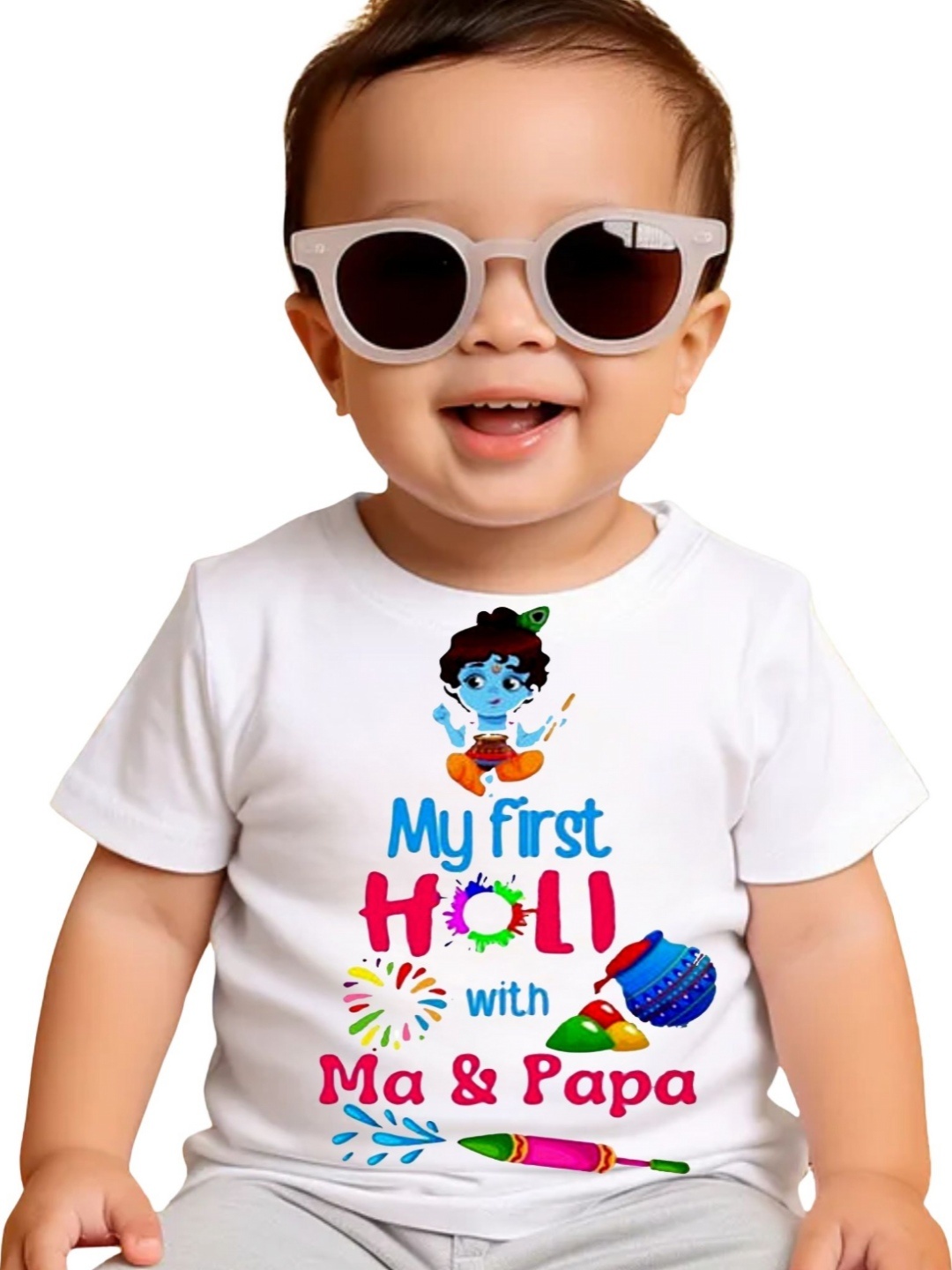 

itsmycostume Unisex Kids My First holi tshirts, White