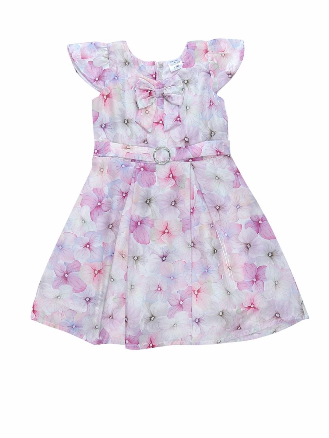 

Doodle Floral Print Satin Fit & Flare Dress, White