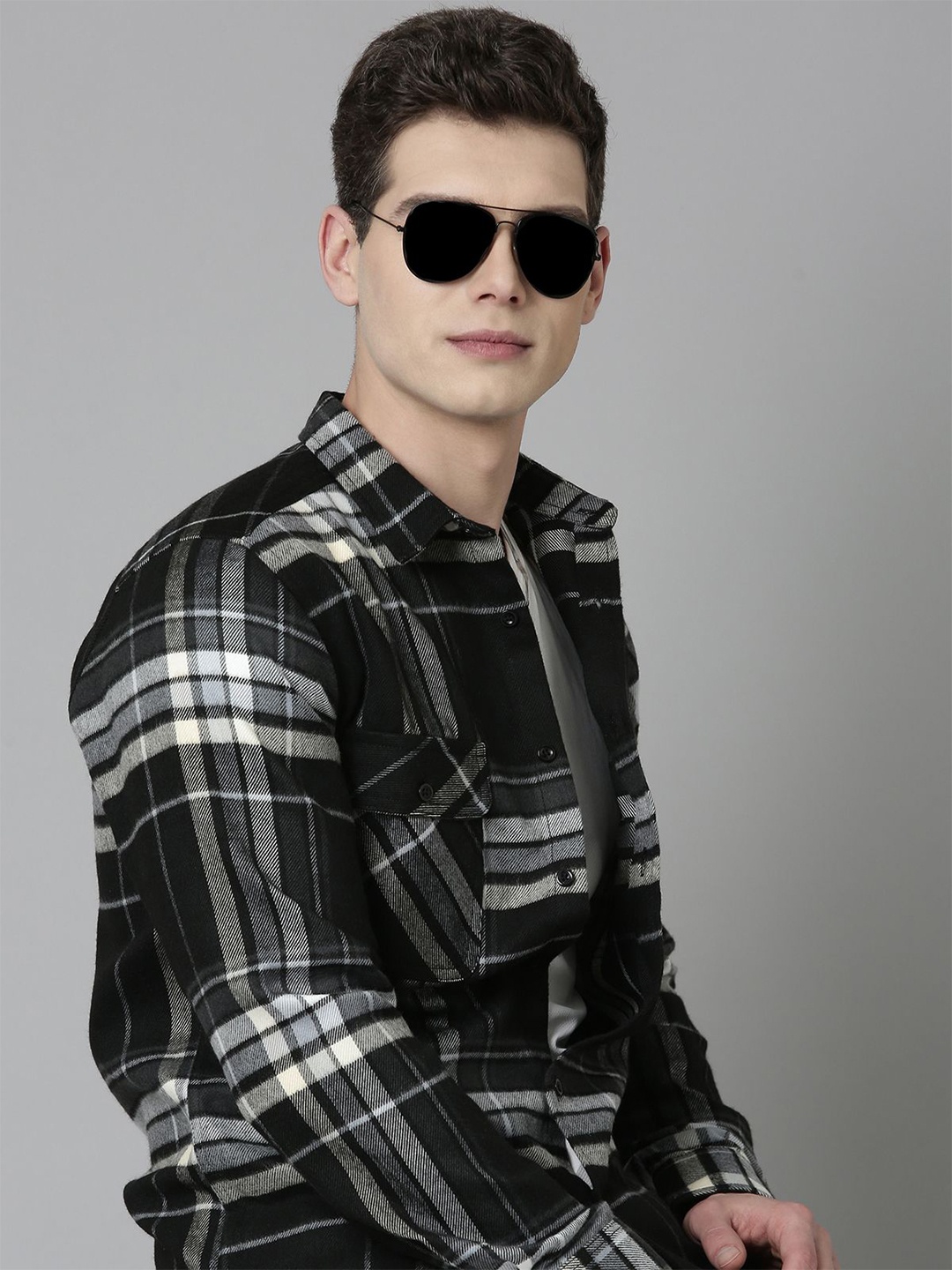 

Kook N Keech Men Standard Tartan Checks Opaque Checked Casual Shirt, Black