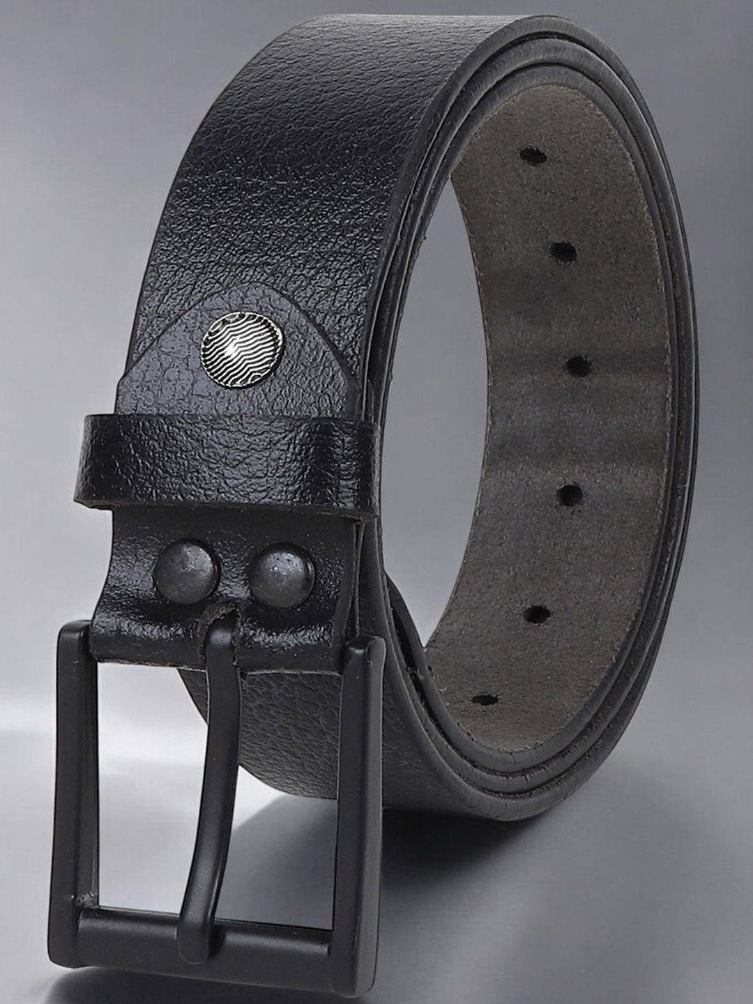 

Metronaut Men Textured Leather Formal Belt, Black