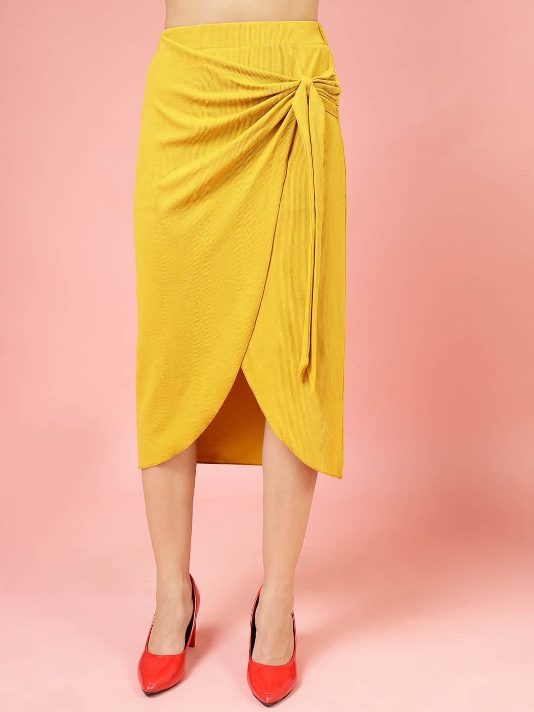 

DressBerry Wrap Around Midi Skirt, Yellow