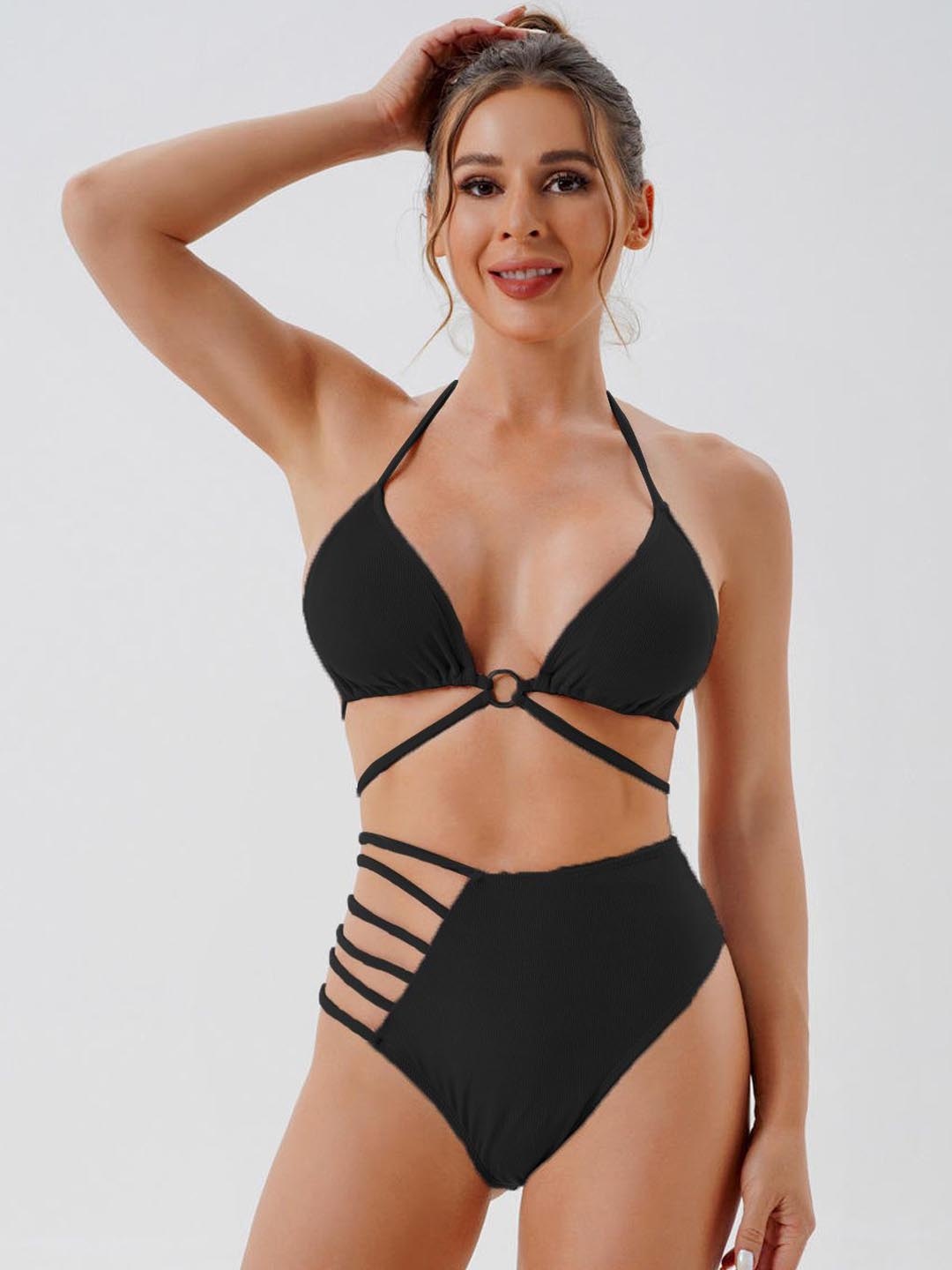 

Krelin Halter Neck Swim Bikini Set, Black