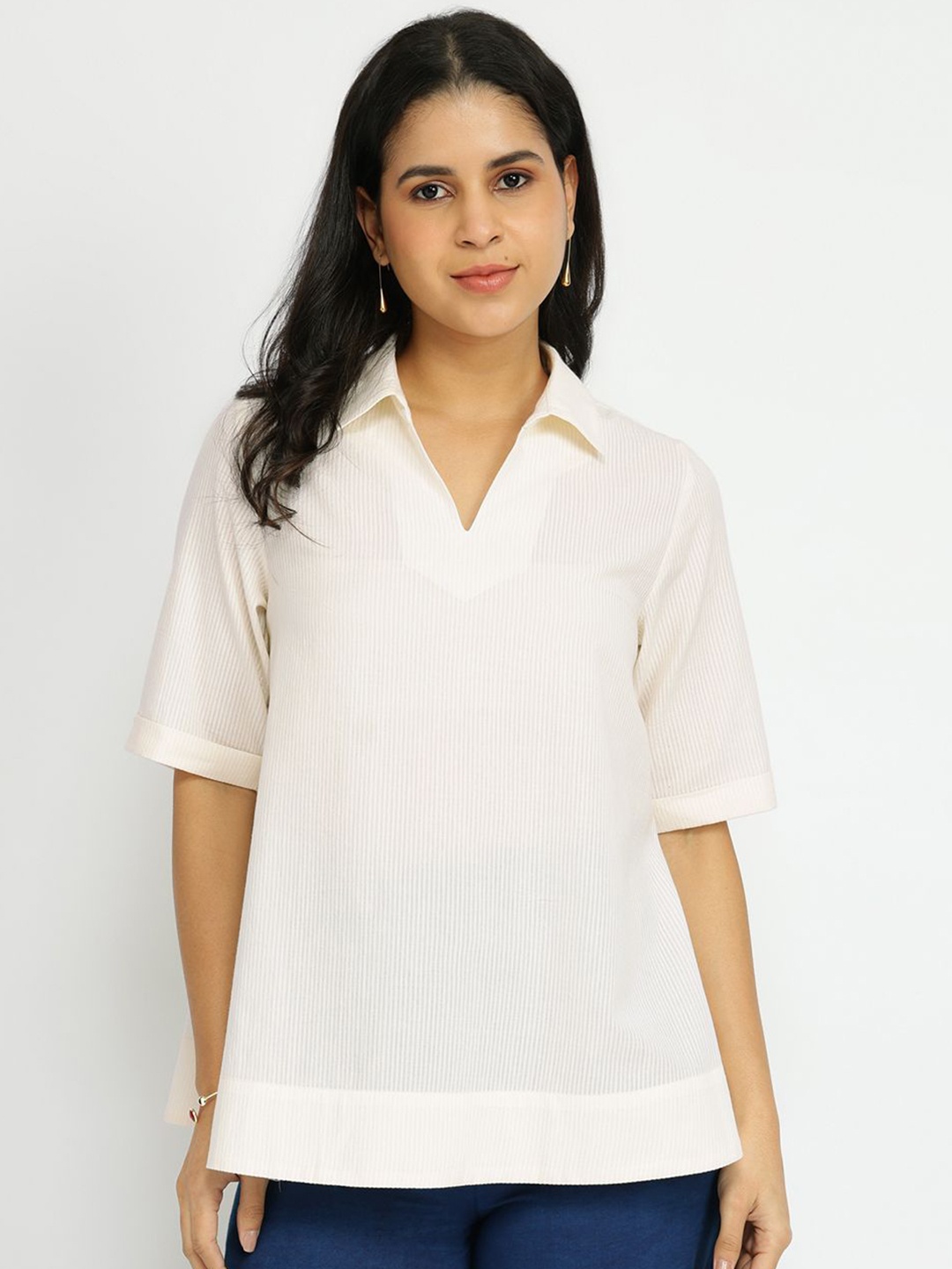 

Pink Fort Cotton Top, White