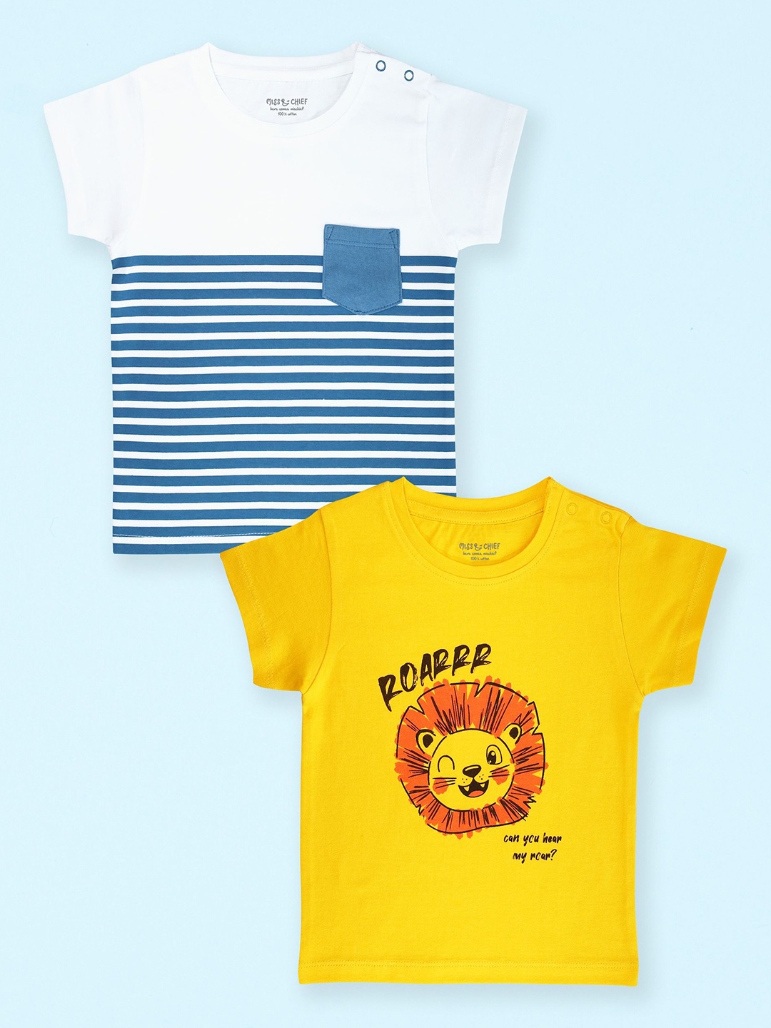 

Miss & Chief Unisex Kids Graphic Printed Round Neck Regular Fit Cotton T-shirts, White