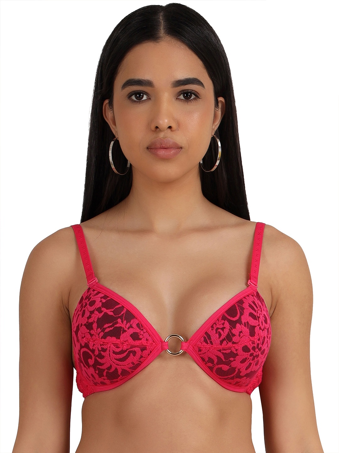 

SELFCARE Abstract Bra Half Coverage Lightly Padded, Black