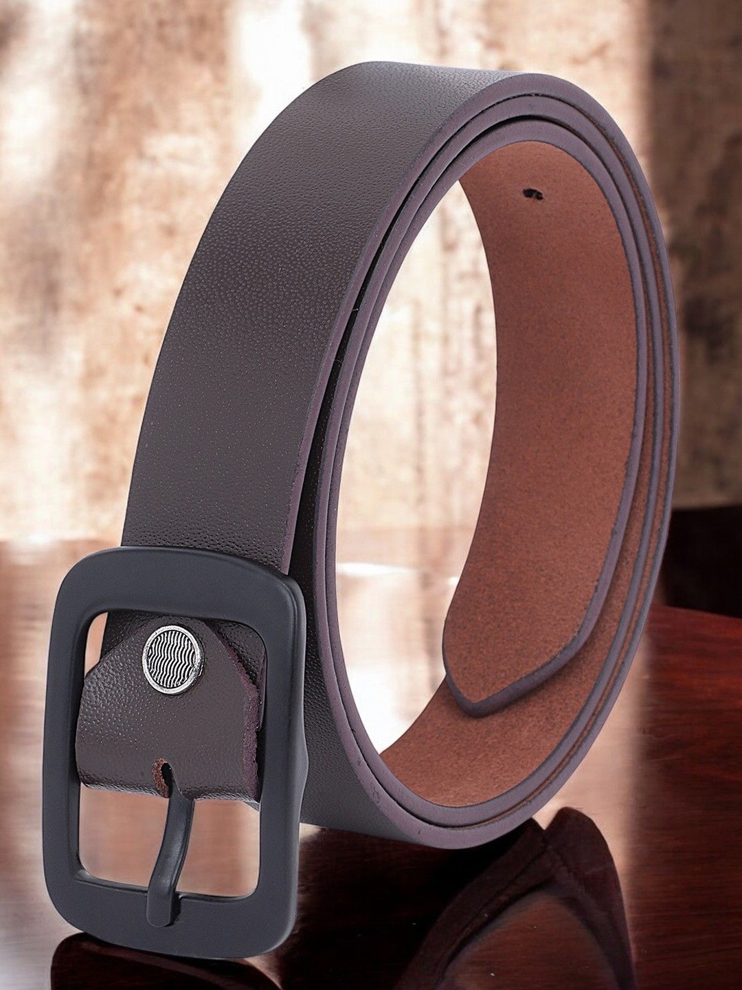 

Metronaut Men Textured Leather Formal Belt, Brown