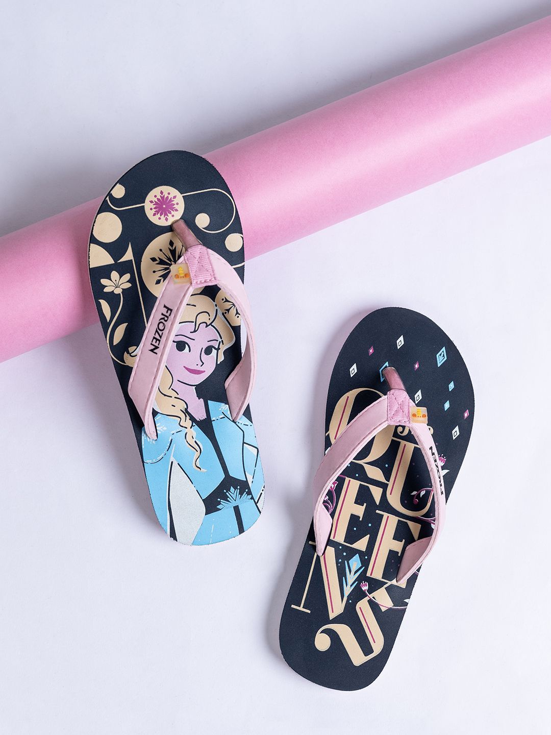 

toothless Girls Printed Thong Flip-Flops, Navy blue