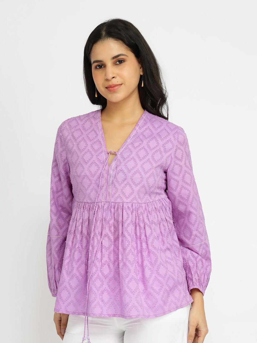 

Pink Fort Cotton Empire Top, Lavender