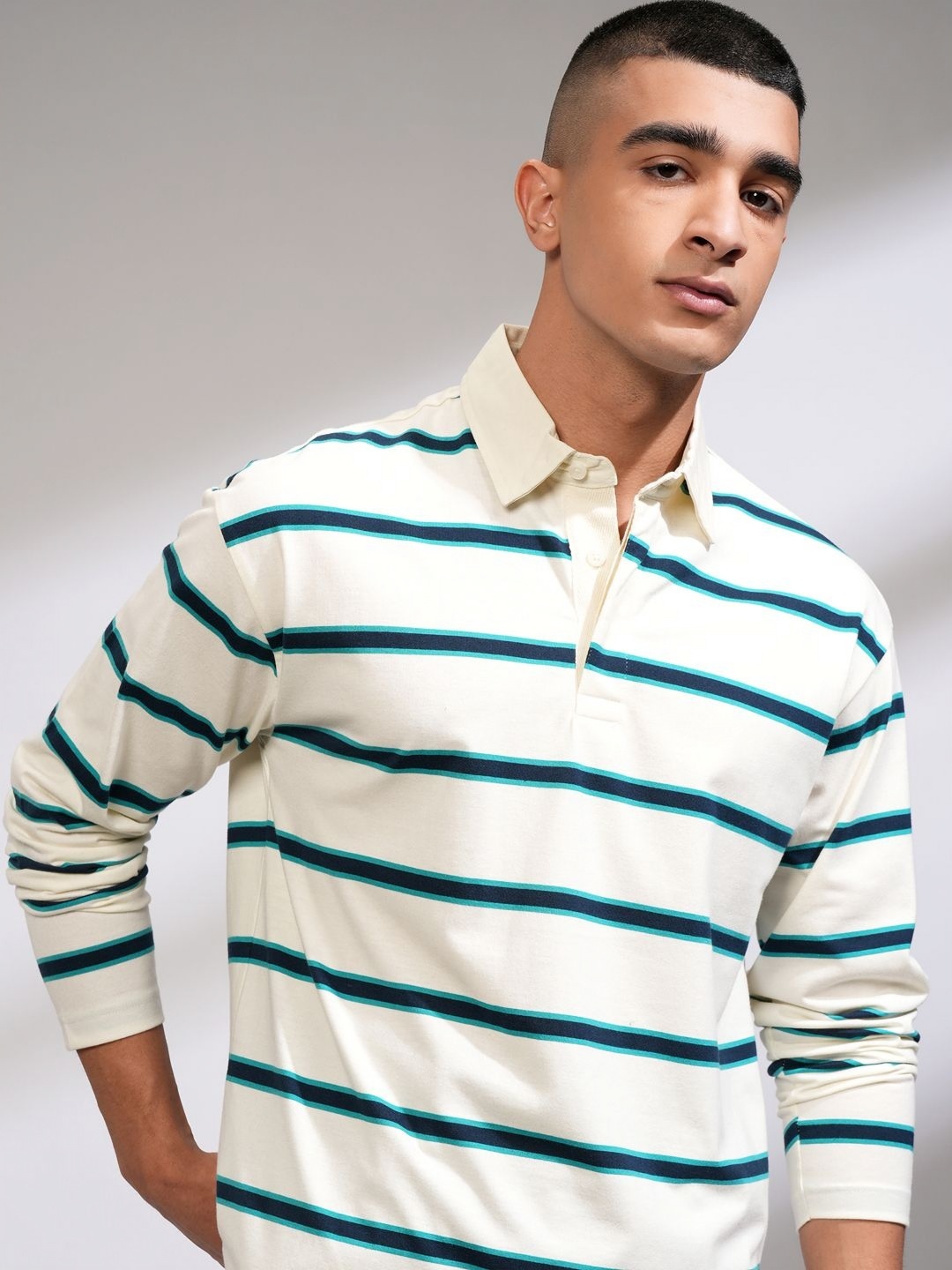 

HIGHLANDER Men Relaxed Fit Polo Collar T-Shirt, Off white