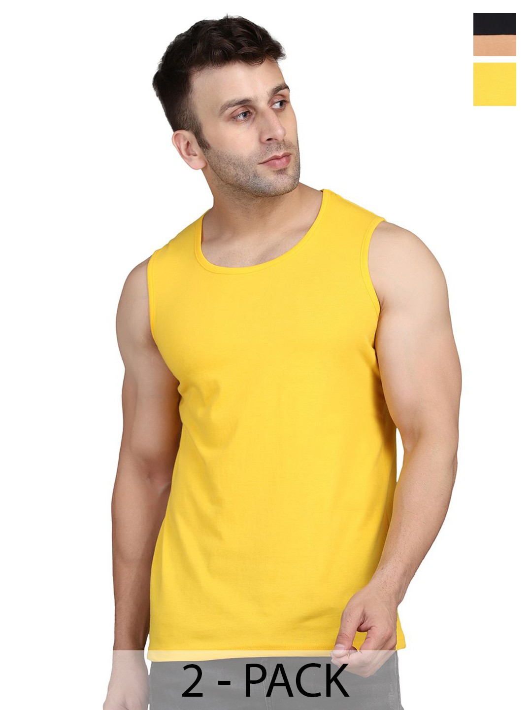 

WOOSTRO Men Pack Of 2 Ultra-Soft Innerwear Vests RS26 COMBO (YELLOW) (BLKRST)