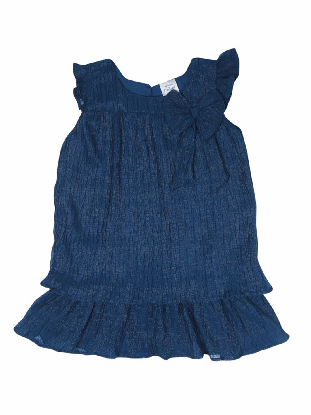 

Doodle Girls Round Neck Bow Detailed Drop-Waist Dress, Navy blue