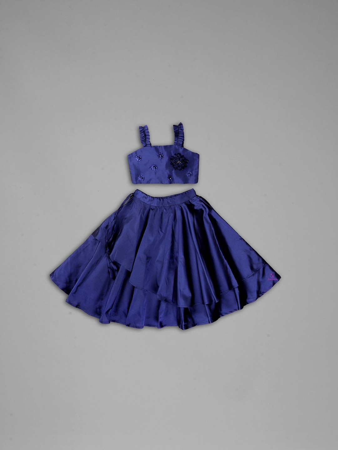 

Anneca Girls Embellished Square Neck Lehenga & Choli, Navy blue