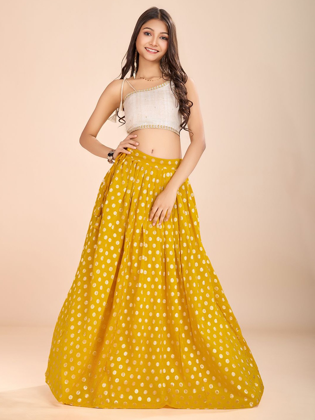 

Tasarika Girls Embroidered Thread Work Ready To Wear Lehenga & Choli, Yellow