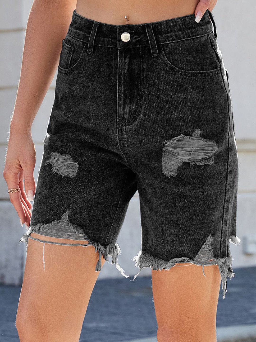

StyleCast Women Denim Denim Shorts, Charcoal
