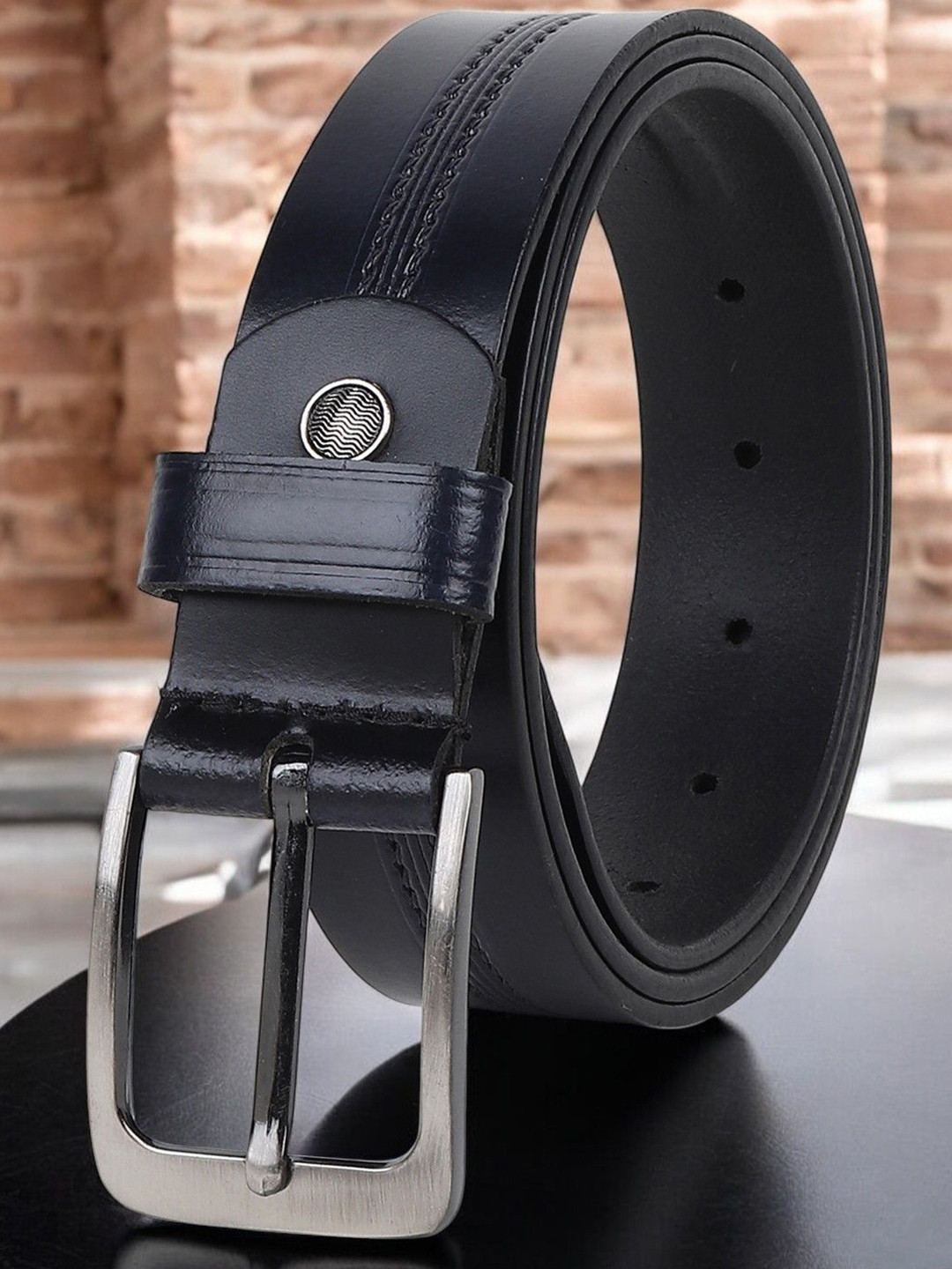 

Metronaut Men Textured Leather Formal Belt, Black