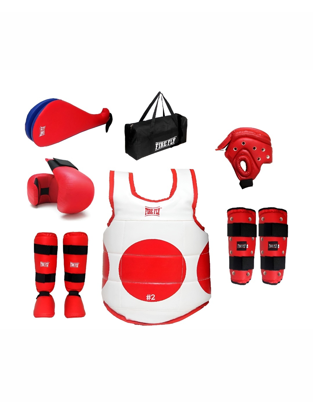 

FIREFLY Set Of 7 Player Taekwondo Complete Kit Sports Kits, Red