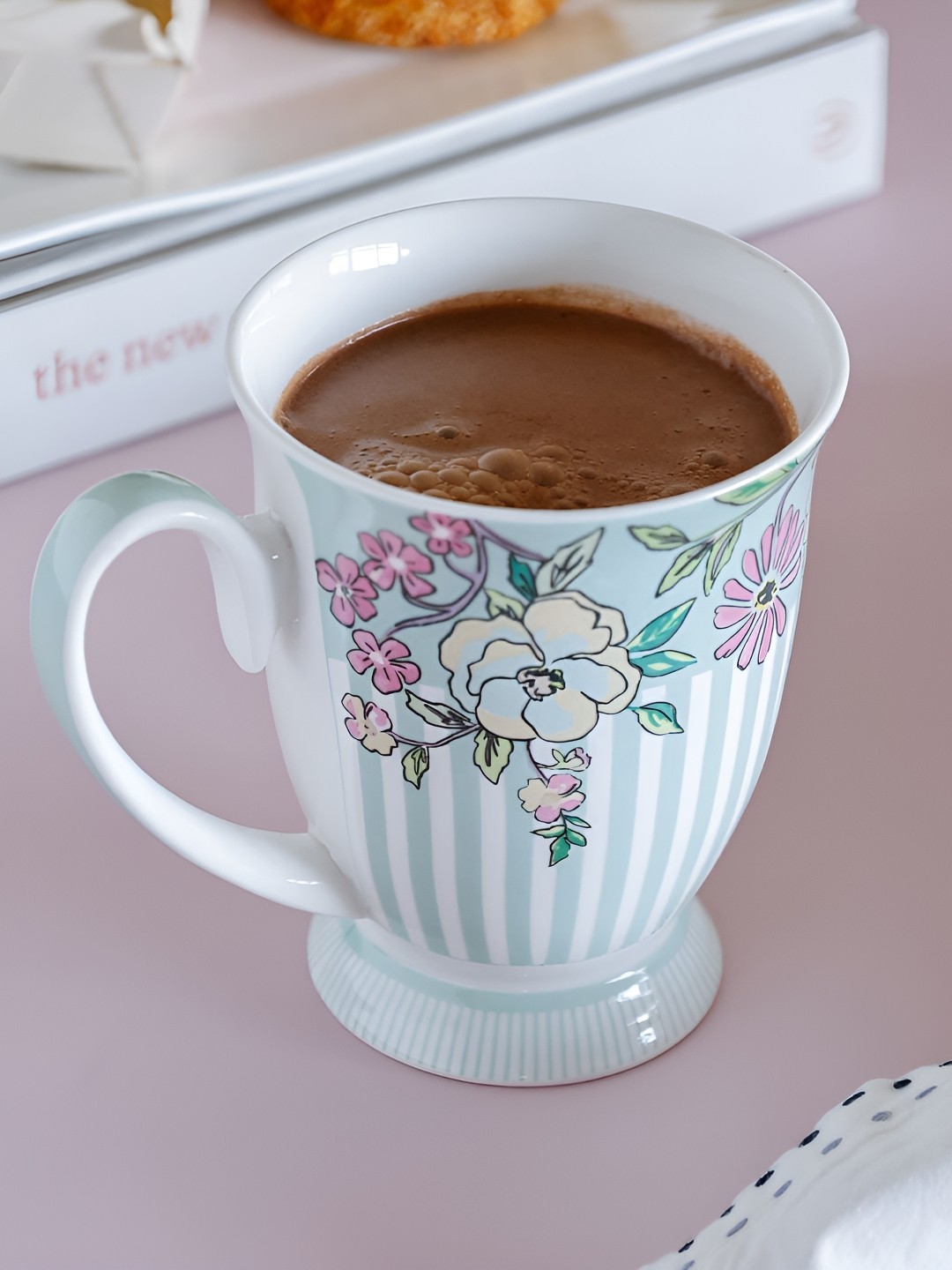 

The Wishing Chair White & Pink Floral Printed Ceramic Glossy Mugs Set of Cups and Mugs