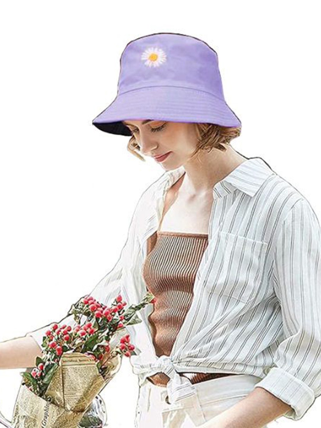 

Alexvyane Printed Reversiable Bucket Hat, Purple