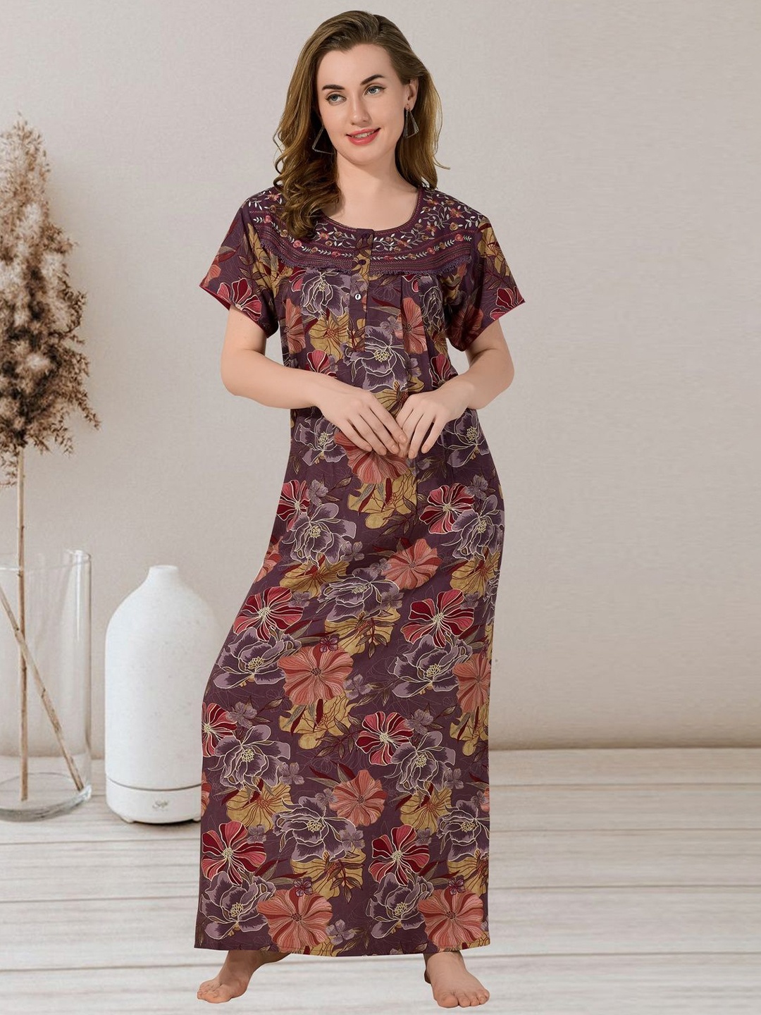 

Soulemo Printed Maxi Nightdress, Purple