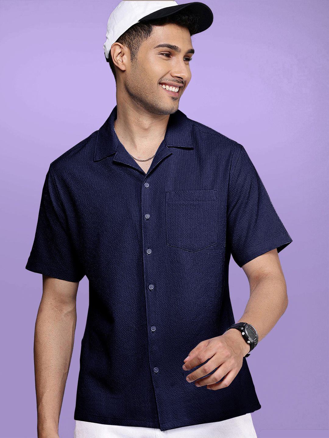 

Moda Rapido Men Standard Opaque Casual Shirt, Navy blue