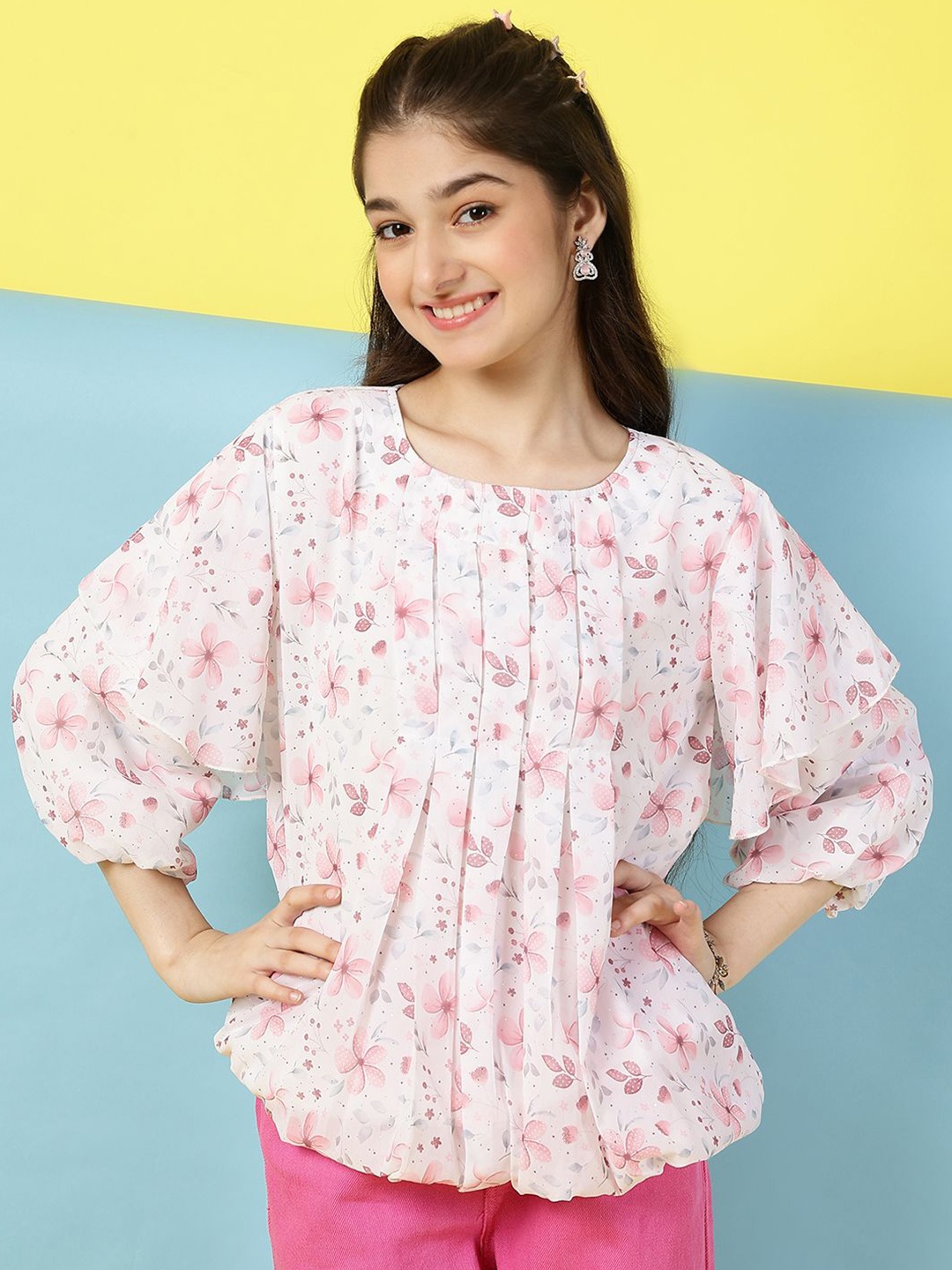 

Miss & Chief Floral Print Top, Pink