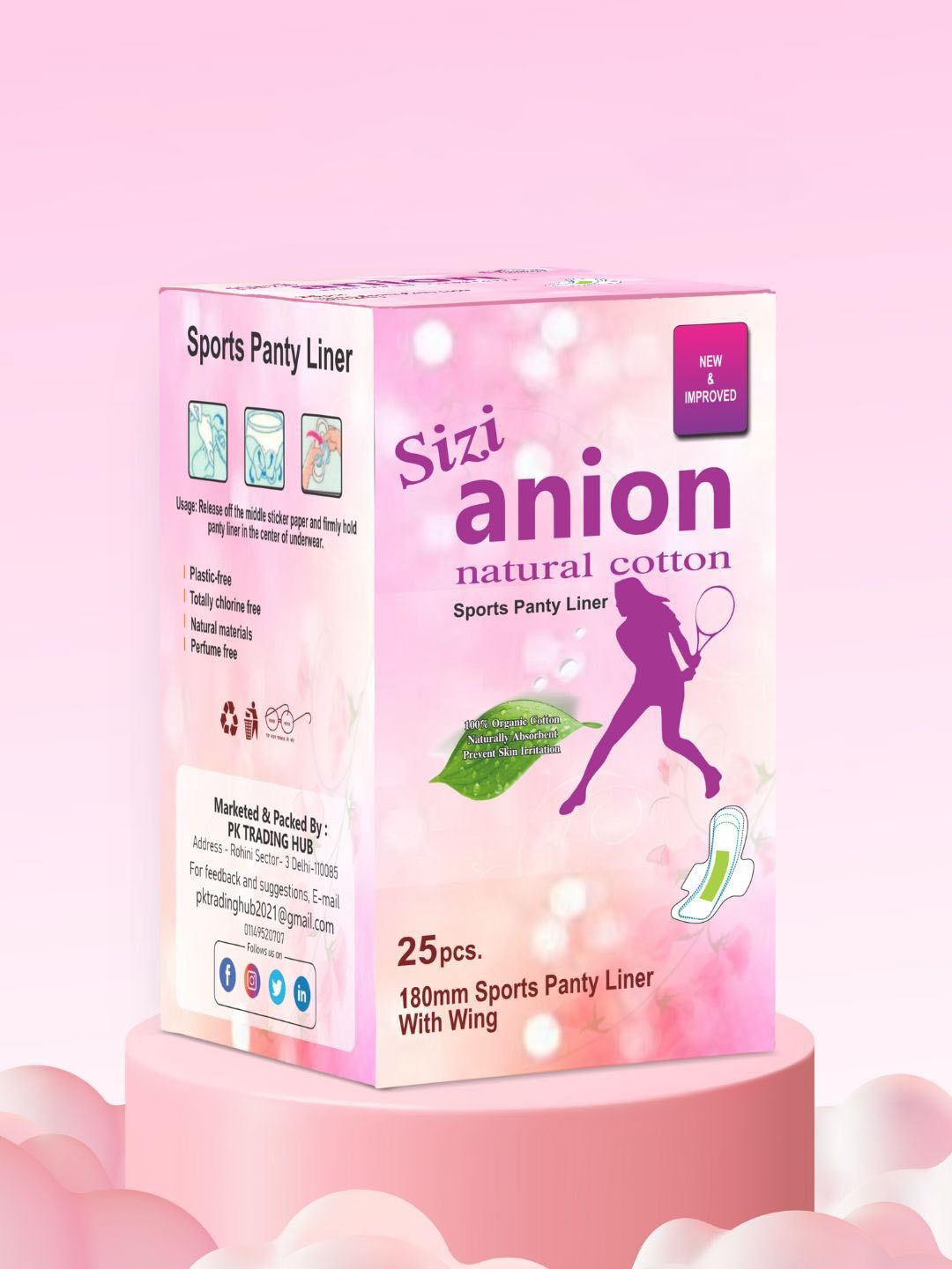 

Sizi Super Absorbency Organic Cotton Ultra Thin Panty Liners - 25Pcs, White
