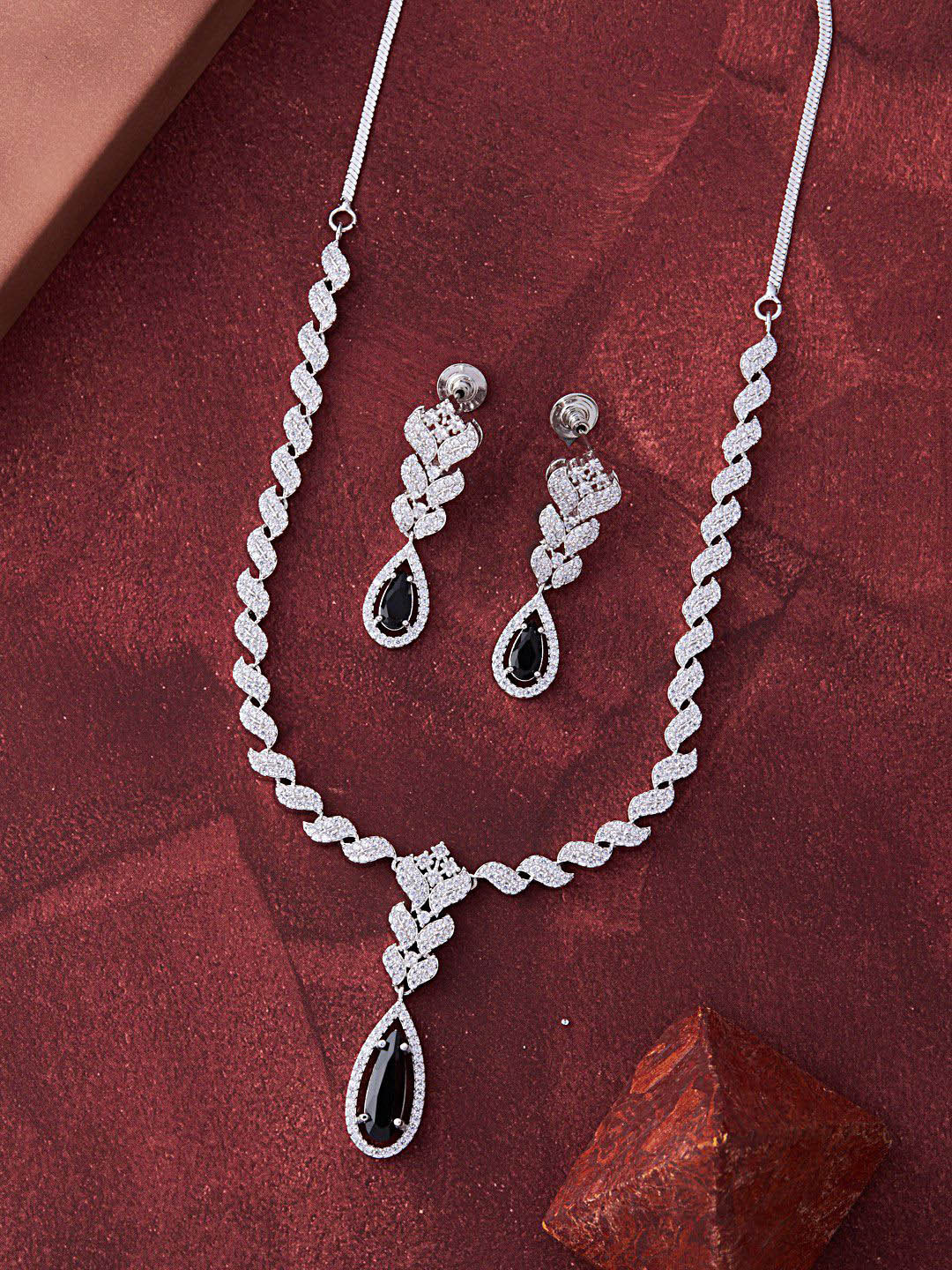 

Feelwhiz Silver-Plated American Diamond Studded Jewellery Set