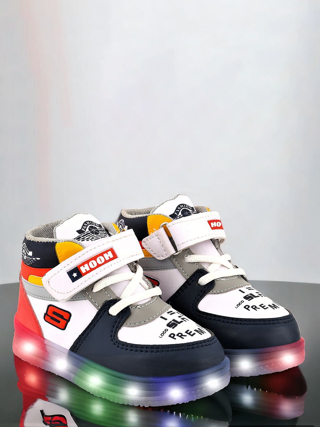 

HOOH Now Comfort in Fashion Unisex Kids Colourblocked High-Top Slip-On Sneakers, Multi
