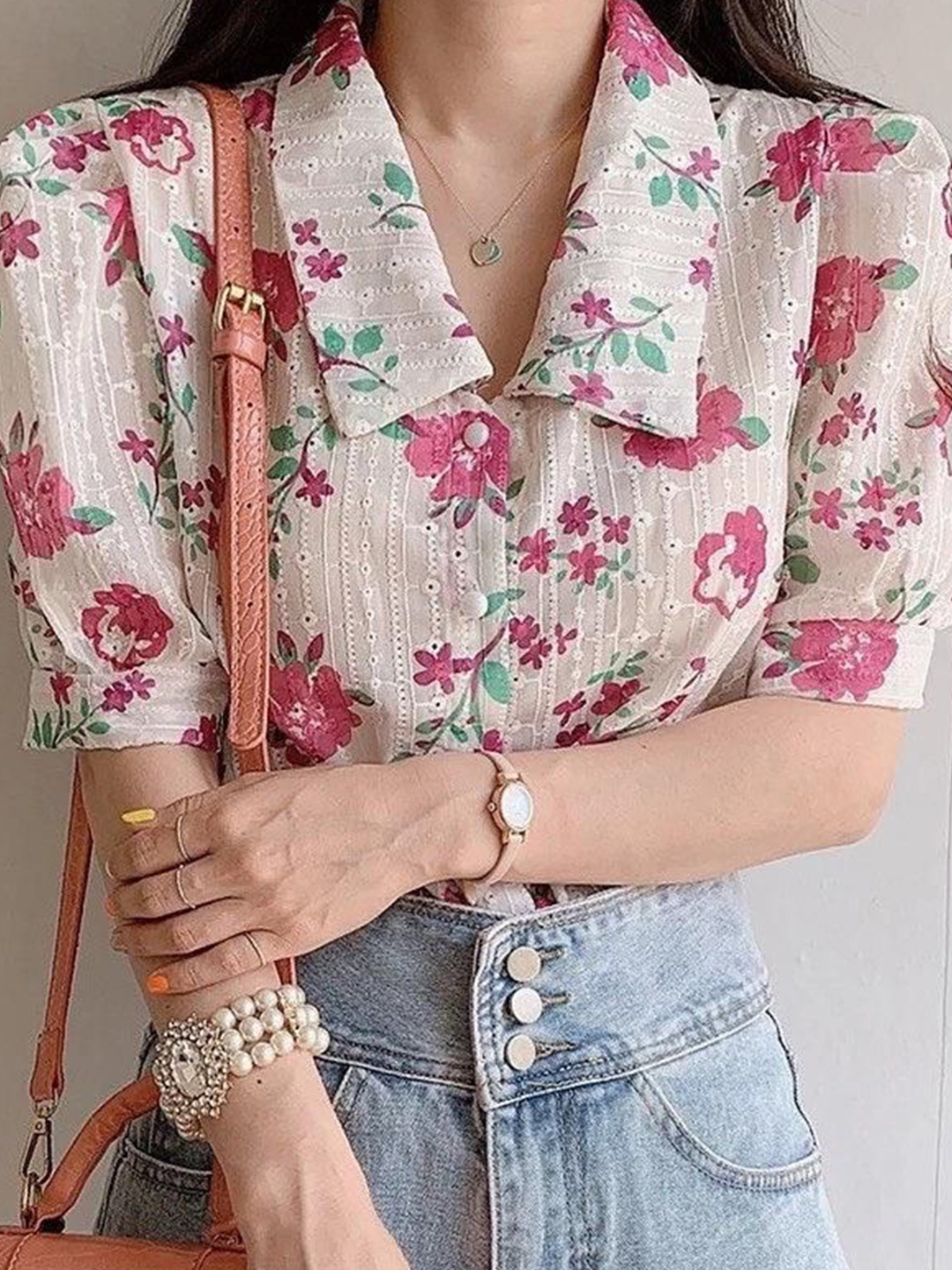 

Alamode By Akanksha Cream Susan Floral Blouse