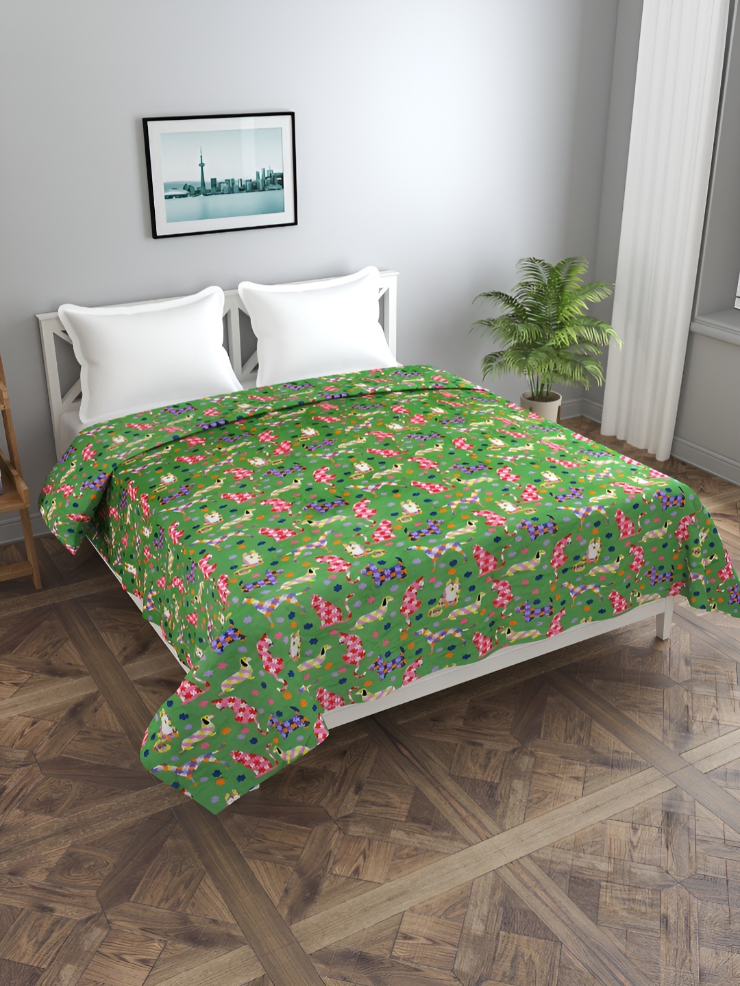 

MORADO Green & Yellow Printed 190 GSM Double Bed Duvet Cover With Zipper