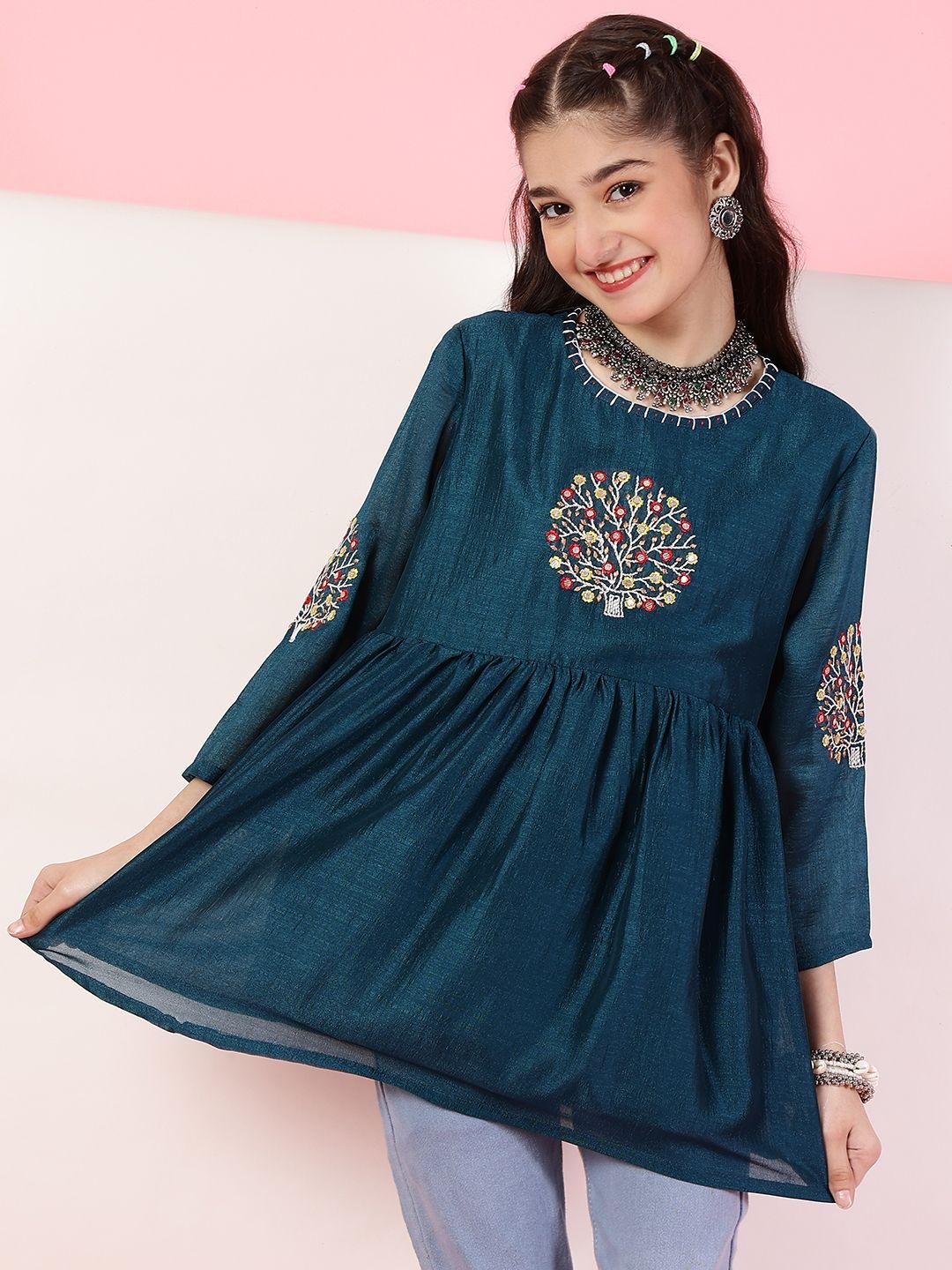 

Miss & Chief Embroidered Top, Blue