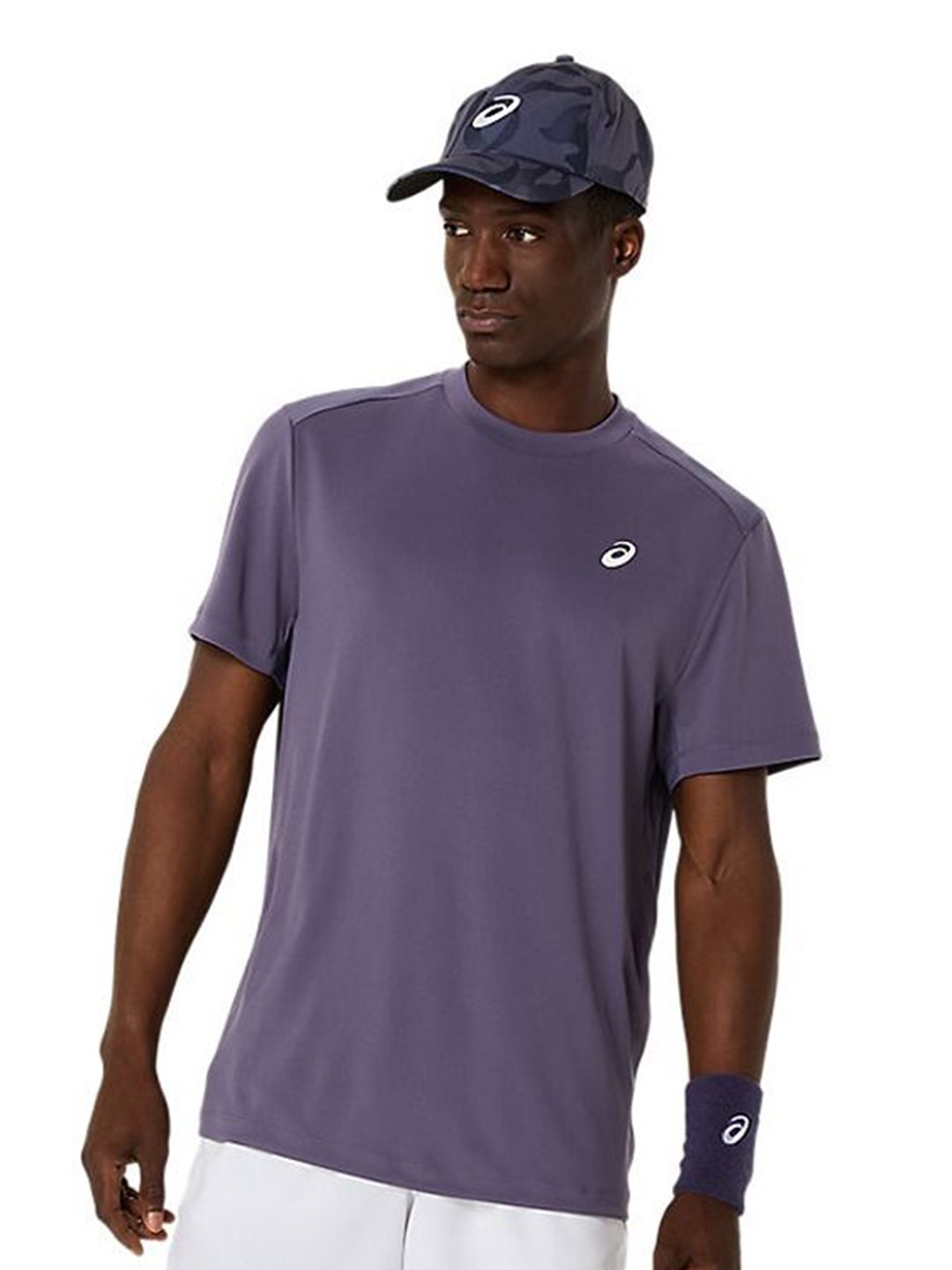 

ASICS Men Solid Round Neck T-shirt, Purple