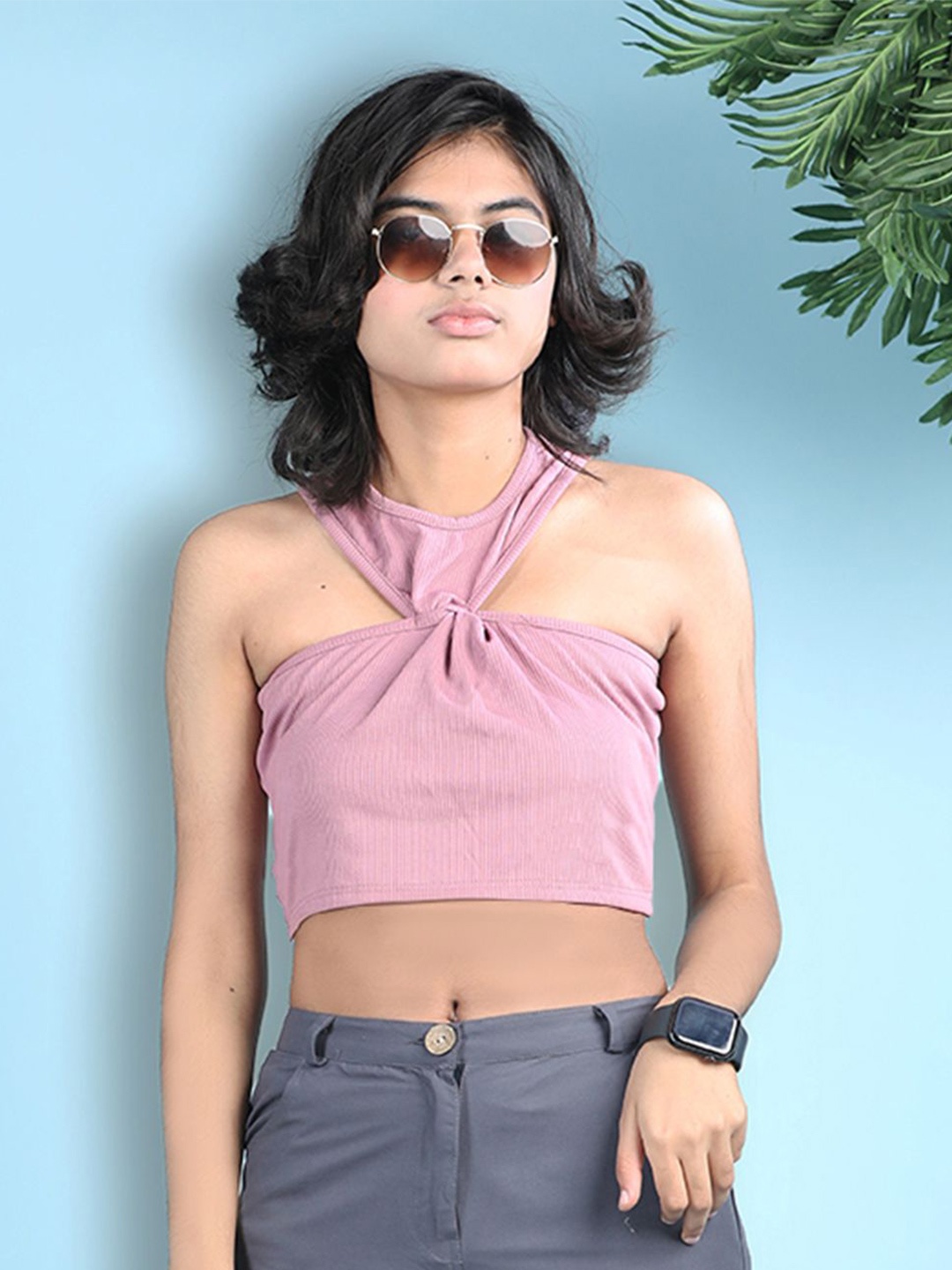 

Cutiekins Girls Halter Neck Cotton Crop Top, Lavender