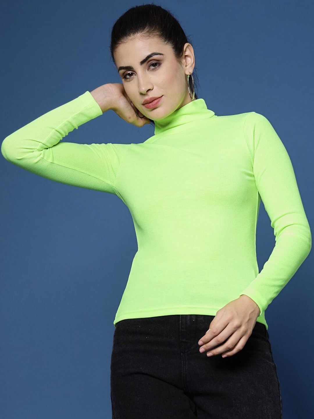 

DressBerry Women Fitted Cotton Top, Fluorescent green